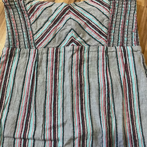 Y2K 2011 Roxy Strapless Mini Dress. Side Shirred Sweetheart Neckline-Boho Surf - Picture 3 of 8